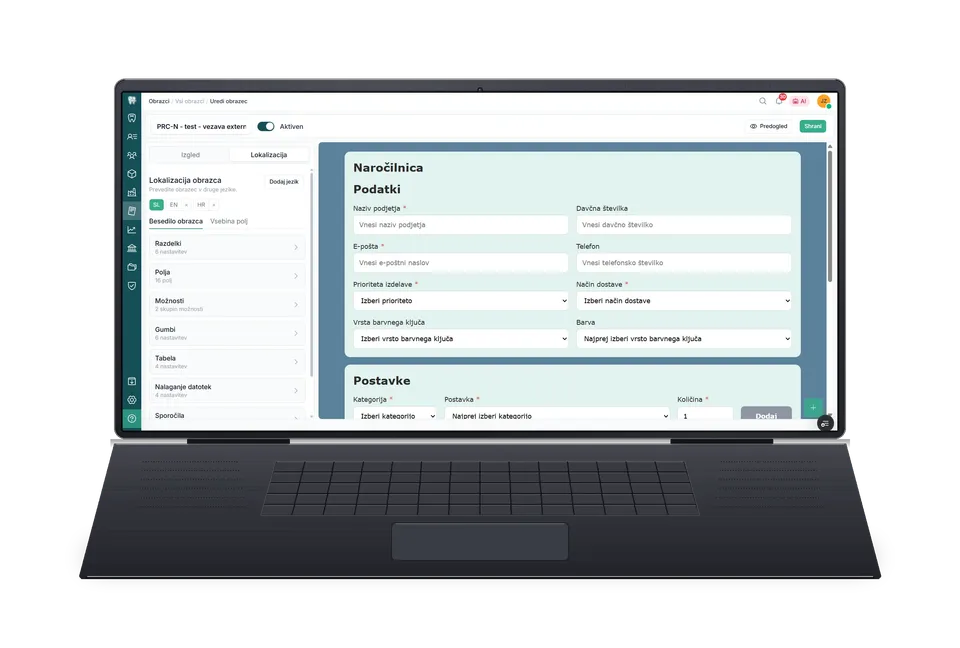 Dentalinx order form builder with localization