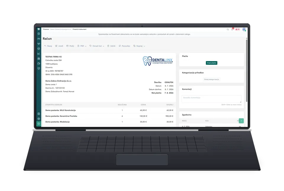 Invoice editing in the Dentalinx Laboratory financial module